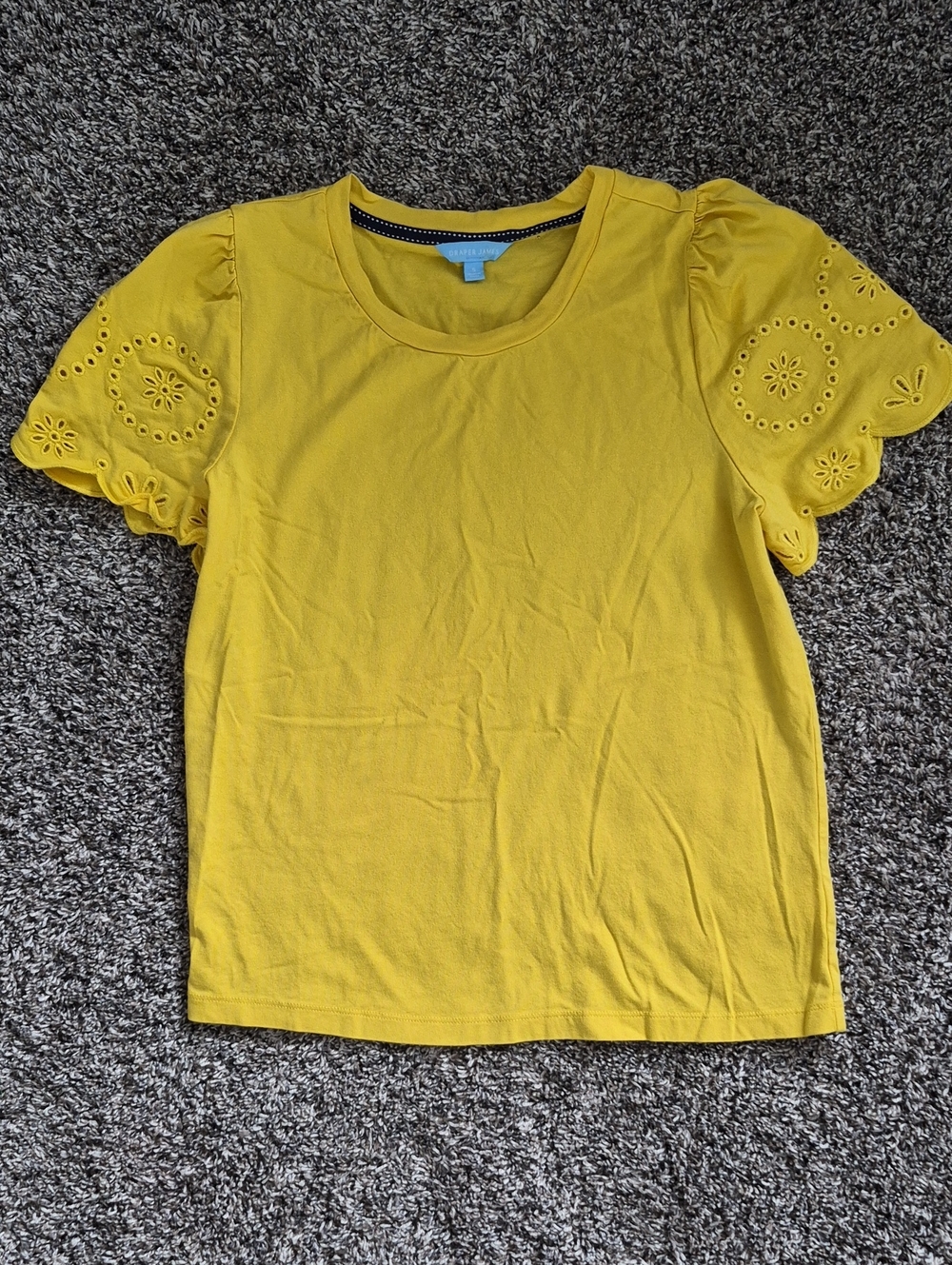 Draper James Bright Yellow Eyelet Sleeve Tee